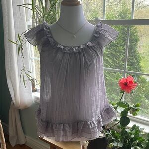 Xhilaration Lavender Ruffled Flutter Sleeve Blouse